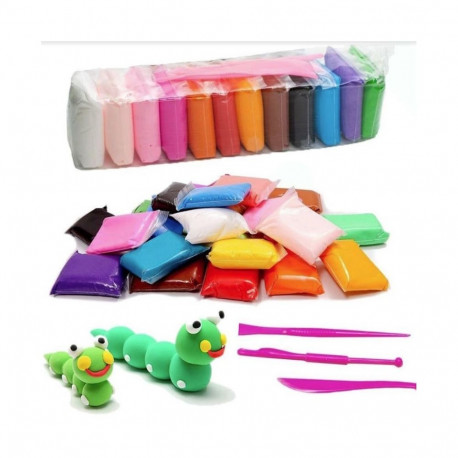 iLike Modeling Clay, Super Clay, Air Dries, Light, Set Includes 12 Colors