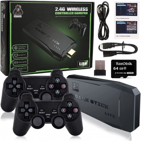 CP M8 Lite 64GB 4K TV Hdmi Stick Game console 2x Wi-Fi Controllers & 6x Platform 8-64bit 5000 Games