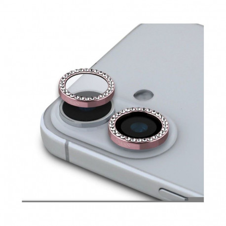 Guess Apple iPhone 16/16 Plus Fixed Glliter Protective Lens Pink