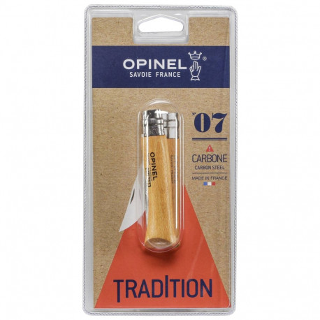 Opinel pocket knife No. 07 carbon w. wood handle