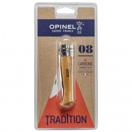 Opinel pocket knife No. 08 carbon w. wood handle