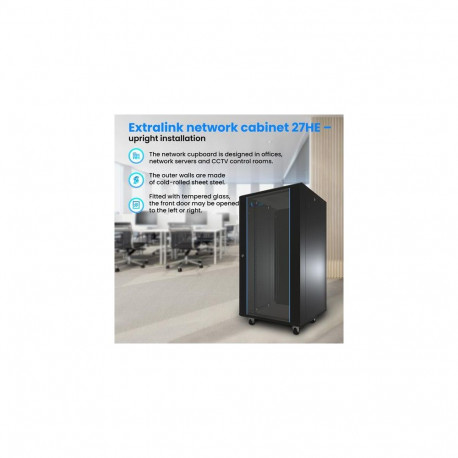 Extralink Rackmount cabinet 27U 600x1000 Black standing
