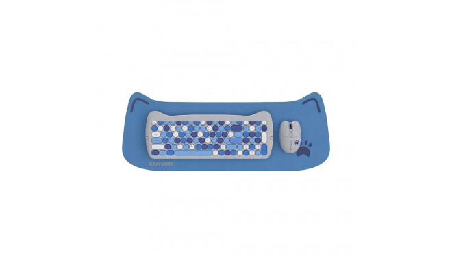 CANYON HSET-W6 EN Keyboard+Mouse Kitty Edition AAA+АА Wireless Blue