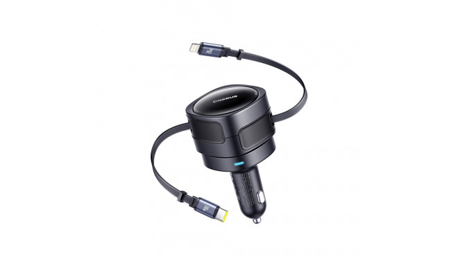 Baseus Enjoyment Max car charger with USB-C+Lightning cables 60W Black