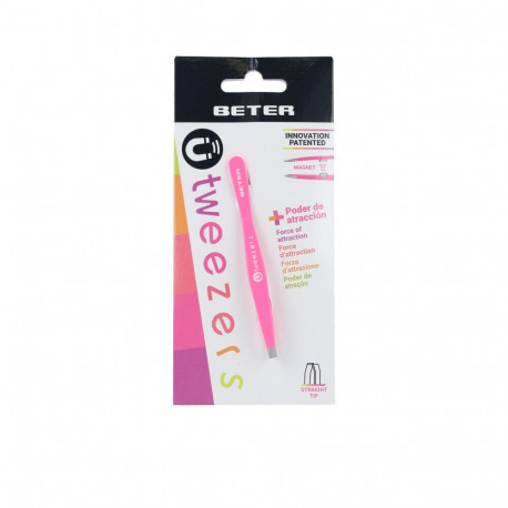 BETER PINZA depilar magnética punta recta #fucsia 1 u