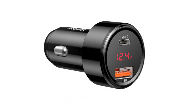 Auto kiirlaadija 12-24V 45W USB + USB-C QC4+ PD3.0 koos pinge, voolu näitamisega