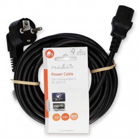 Nedis CEGL10000BK50 elektrības kabelis Melns 5 m CEE7/7 C13