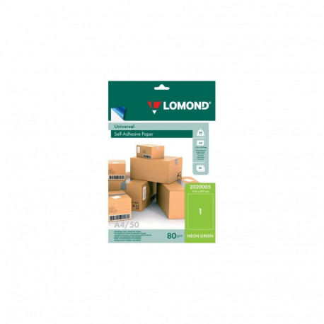 Lomond Self-Adhesive Paper Universal Labels, 1/210x297, A4, 50 sheets, Green neon