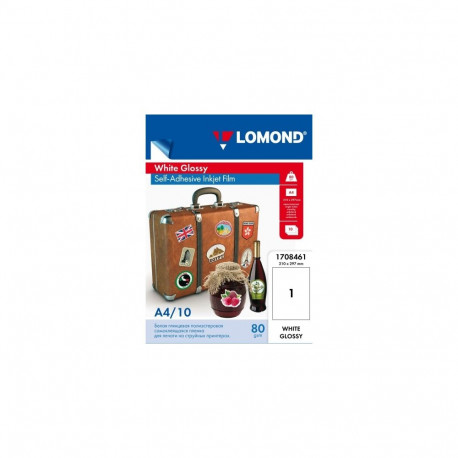 Lomond Film for inkjet printers, white glossy, self adhesive A4, 10 sheets
