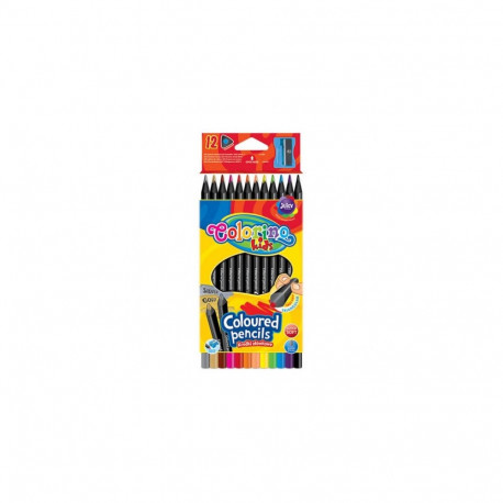 Colorino Kids Triangular coloured pencils 12 colours (with sharpener) black wooden