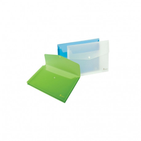 Folder with print Forpus, A4, plastic, with extension, blue, transparent