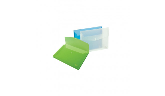 Folder with print Forpus, A4, plastic, with extension, blue, transparent