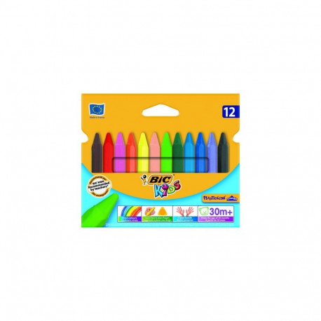 BIC Wax Crayons Plastidecor Triangle 12 colours 000789