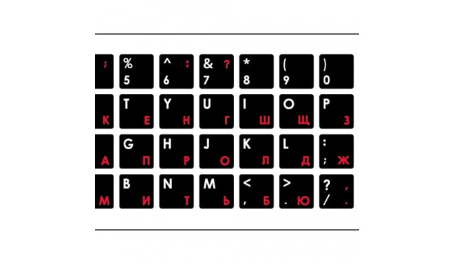 Mocco Keyboard Sticks ENG / RU With Laminated Waterproof Level White / Red