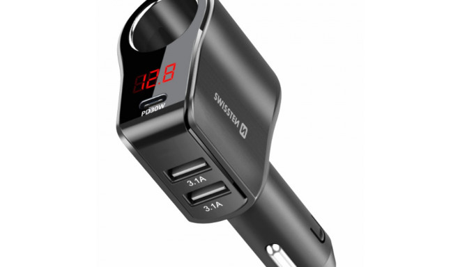 Swissten Car charger 1x USB-C PD / 2x USB-A / CL / LED