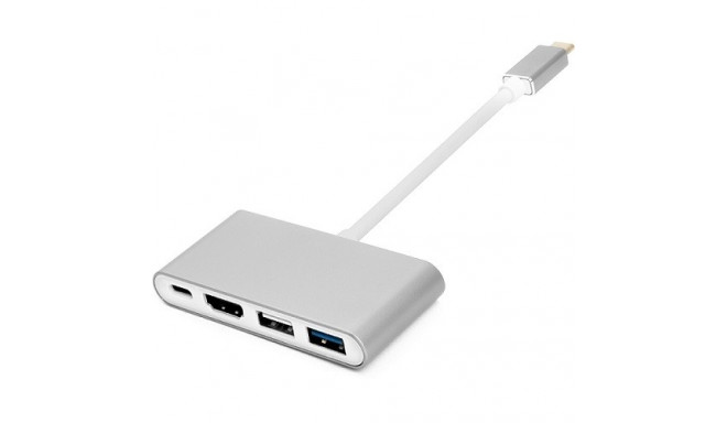 Adapter Type-C (M) - HDMI, 4xUSB 2.0/3.0, Type-C (F)