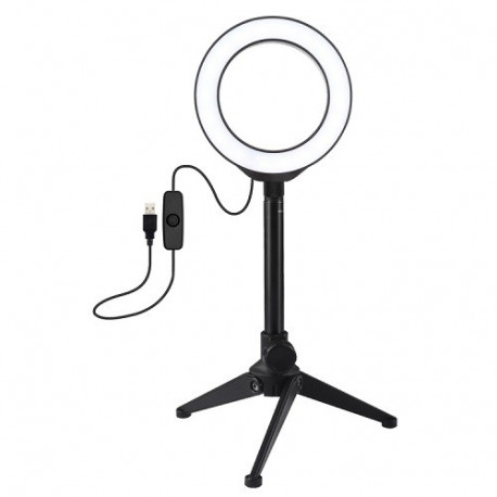 LED Ring Lamp 12cm with Desktop Tripod Mount up to 21.8cm, USB