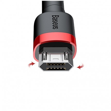 Baseus Cafule kaabel vastupidav nailonist punutud juhe USB | micro USB 2A 3M must-punane (CAMKLF-H91