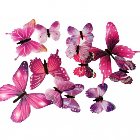 Fusion fluorestseeruvad kleebised magamistuppa "Butterfly" 12 tk (roosa)