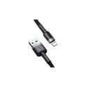 Baseus Cafule kaabel vastupidav nailonist punutud juhe USB | Lightning QC3.0 1.5A 2M must (CALKLF-CG