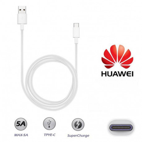 Huawei AP71 SuperCharge Original Type-C 3.1 andme- ja laadimiskaabel 1m valge (OEM)
