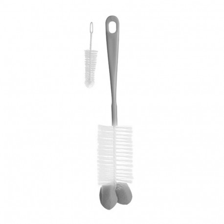 BabyOno Baby bottles and teats brush with mini brush & sponge tip, grey, 720/03