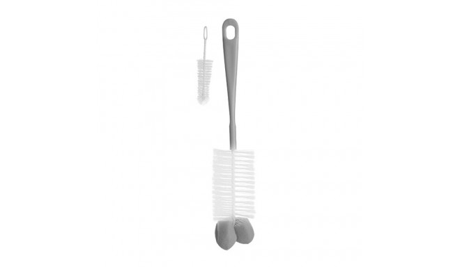 BabyOno Baby bottles and teats brush with mini brush & sponge tip, grey, 720/03
