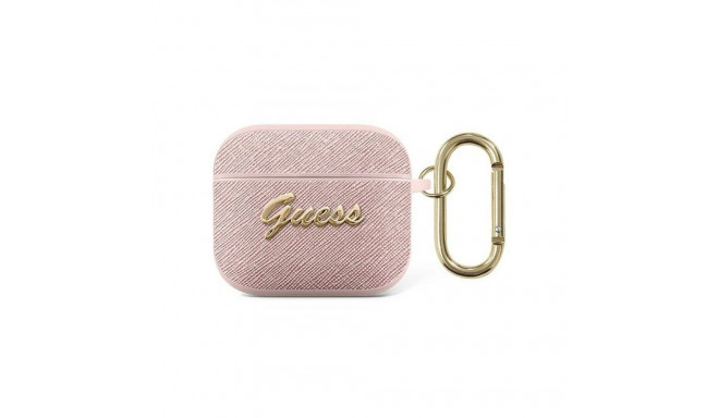 Guess Apple AirPods 3 cover Saffiano Script Metal Collection case Pink