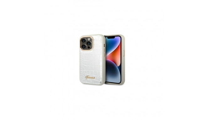 Guess Apple iPhone 14 Pro 6.1 hardcase Croco Collection Silver