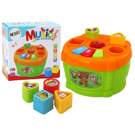 Bębenek Interaktywny Edukacyjny Kształty Zielono- Pomarańczowy