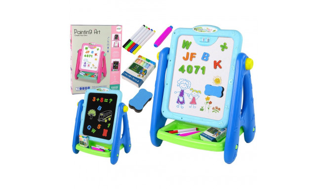 Tablica Edukacyjna 2 w 1 Niebieska Kredy Pisaki
