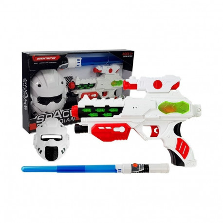 Kosmiczny Pistolet Laserowy z Maską Miecz Świecący