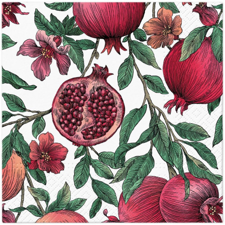 NAPKINS PAPER POMEGRANATE 33X33CM 20PCS