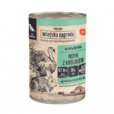 WIEJSKA ZAGRODA kalkun küülikuga märg koeratoit 400g