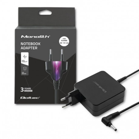 Qoltec 51751 sülearvuti Huawei toiteadapter 65W | 19V | 3.42A | 4.0*1.7