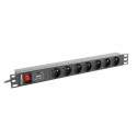 LANBERG PDU rack toiteplokk (1U, 10A, 7x 230V, 2m)