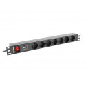 LANBERG PDU rack toiteplokk (1U,10A,7x Schuko,2m)