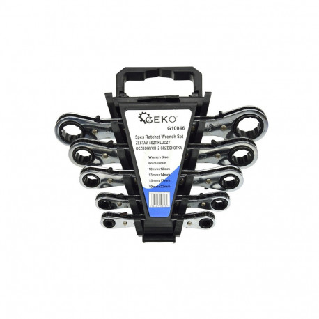Double Box-End Ratcheting Wrench Set 6-22mm 5pcs Geko