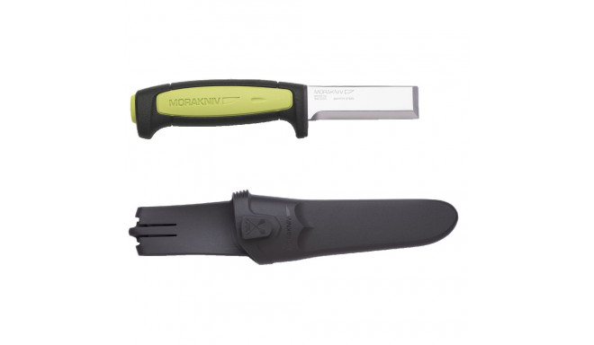 Morakniv Pro Chisel Knife – Lime Green Handle, 3.1mm Carbon Steel Blade, Smart Button Sheath