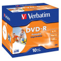 DVD-R Verbatim 4,7GB 120min 16x Jewel 10, 10 toorikut tavapakendis  Wide Inkjet Printable, AZO Prote
