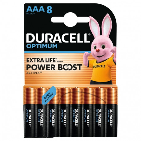 Patareid Duracell Optimum AAA LR03 1,5V Alkaline, 1 pakk (pakis 8tk)