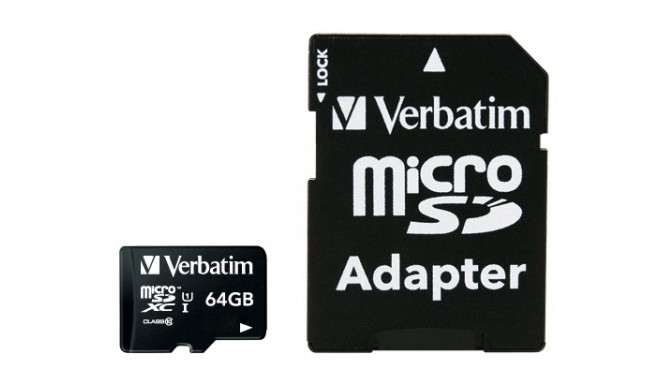 Verbatim memory card microSDXC 64GB Class 10 UHS1 + adapter