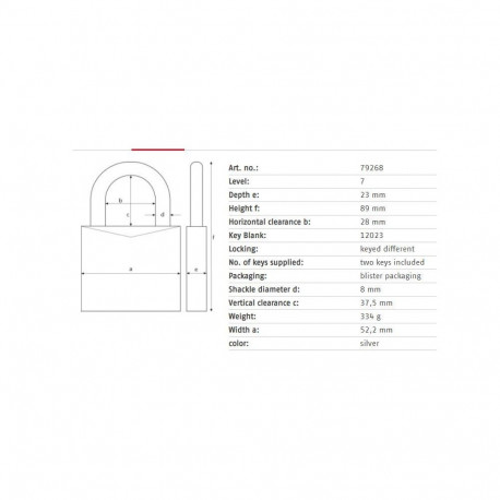 PADLOCK ABUS 79268 52.2X89 MM