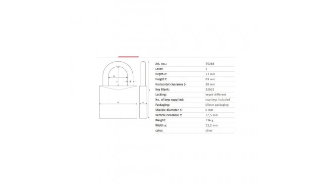 tabalukk ABUS 79268 52.2x89 mm