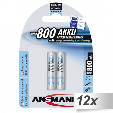 12x2 Ansmann maxE NiMH bat. Micro AAA 800 mAh