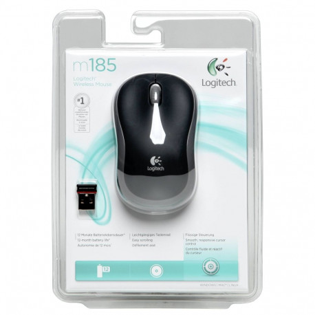 Logitech M 185 Cordless Notebook Mouse USB black / grey