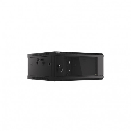 RACK CABINET 19" WALL-MOUNT 4U/600X600 (FLAT PACK) WITH GLASS DOOR BLACK LANBERG V2