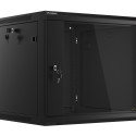 RACK CABINET 19" WALL-MOUNT 9U/600X600 (FLAT PACK) WITH GLASS DOOR BLACK LANBERG V2