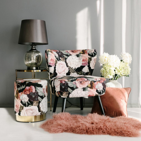 Tumba LA PERLA, D35xH42cm, kattematerjal: samet kangas, värv: lilleline