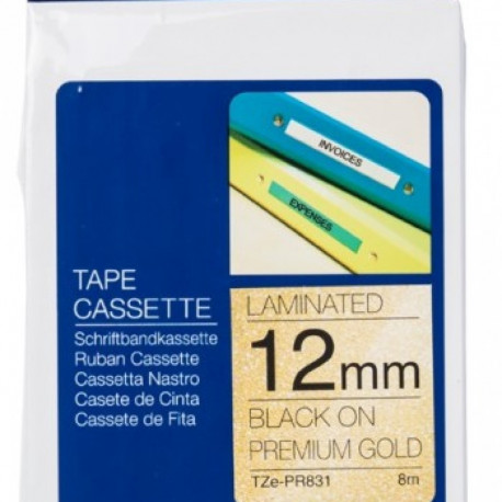 BROTHER TZE-PR831 12 BLACK ON GOLD TAPE